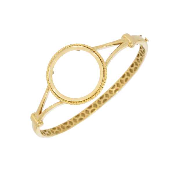 14K Gold-Armreif mit Fassung für Goldmünze