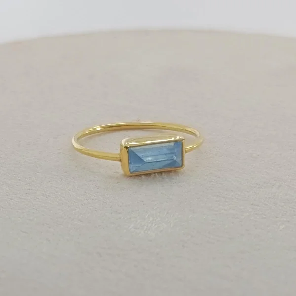 14K Yellow Gold Ring with Blue Topaz