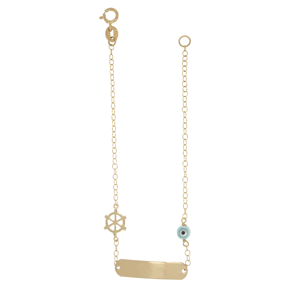 Children's Identity Bracelet for Boys with Ship's Wheel